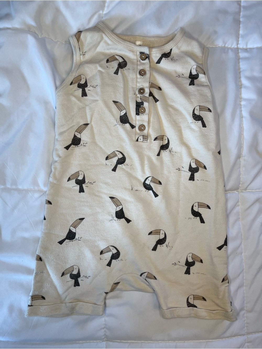 Rylee + Cru Cream Toucan Sleeveless Romper